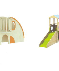 Liên hoàn cầu trượt gỗ trong nhà trẻ em HNC4-NLH1 - Cực vui, cực hấp dẫn cho bé